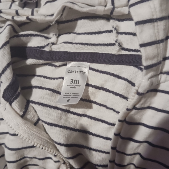 Carter's Baby Zip-Up Striped Hoodie Jacket - 3M - Picture 3 of 3